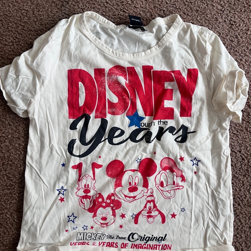 Zara White Disney Graphic Tee with Red and Blue Print